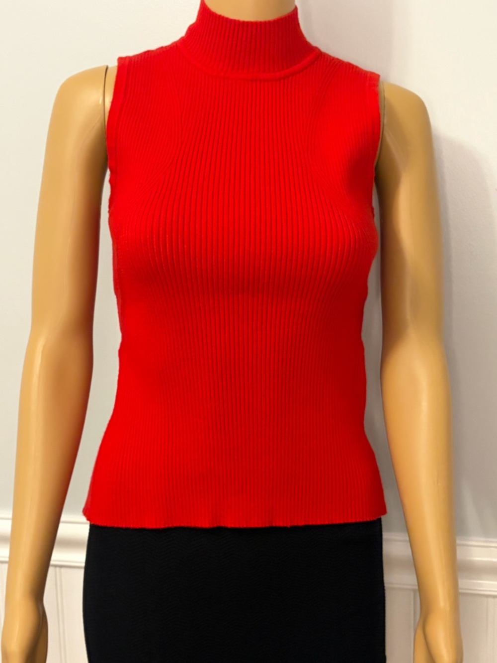 Forever 21 Sleeveless Ribbed Mock Neck Top - Red